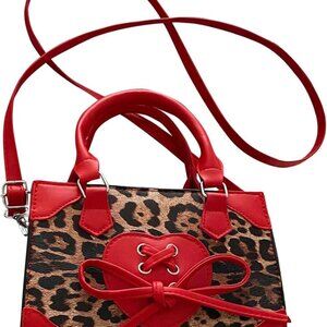 Women's Leopard Print Mini Shoulder Bag PU Leather Zipper Closure